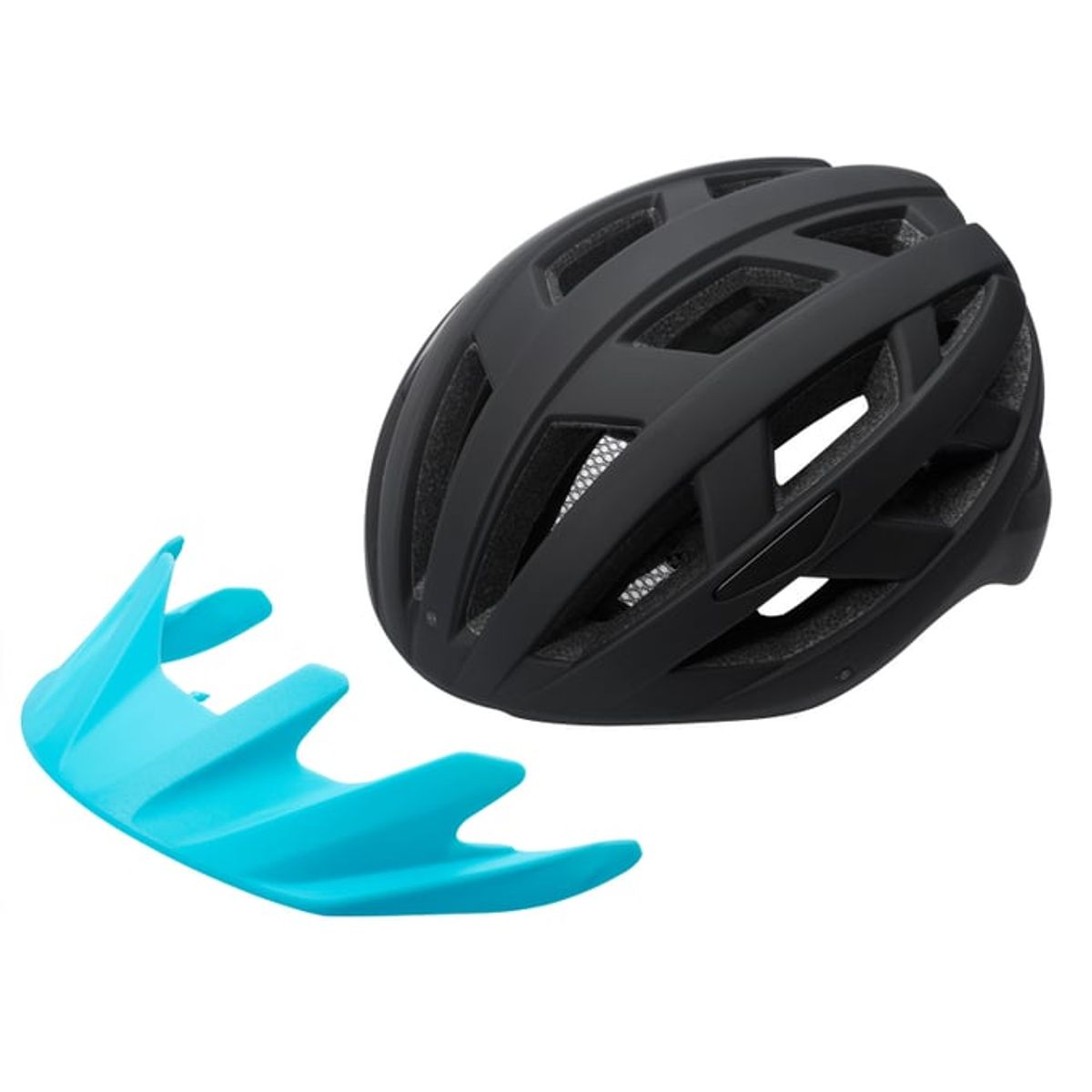 Barnehjelm med lys - svart/blå M